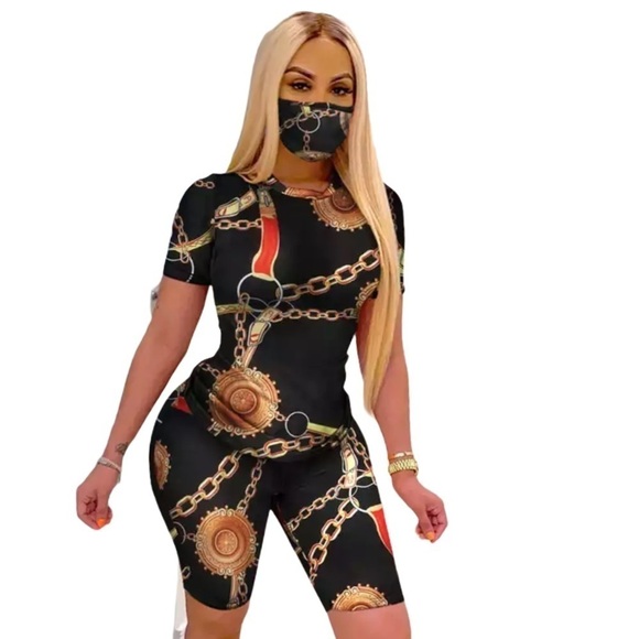 Vintage style Matching Luxe pattern biker set Sz M - Picture 1 of 1